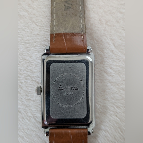 Activa Swiss Silver Watch with Brown Leather Strap - Picture 7 of 10
